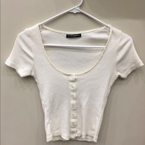 Brandy Melville Cropped Henley Ribbed